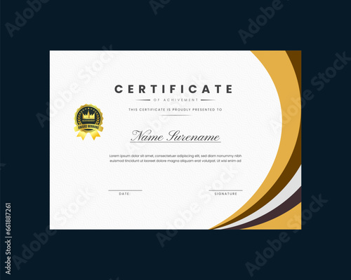 Modern design certificate template with simple elegant and luxurious in horizontal a4 size
