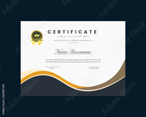 Modern design certificate template with simple elegant and luxurious in horizontal a4 size