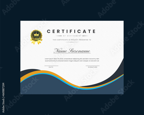 Modern certificate of achievement vector  template