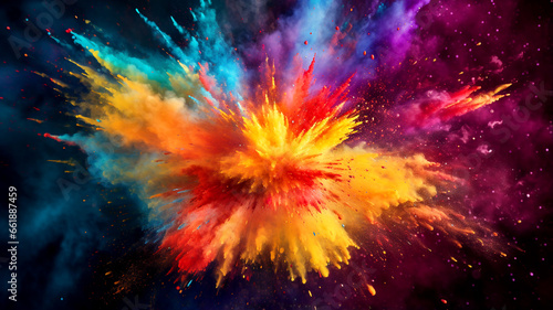 Fotografie, Obraz Immerse yourself in the festive spirit of Diwali Festival Lights, featuring spectacular Holi powder bursts and dazzling fireworks in stunning photos
