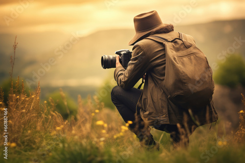 a man using a camera to take picture