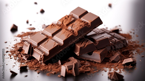 Delve into the world of gourmet chocolate as a bar is expertly broken, offering a delightful and tempting treat.