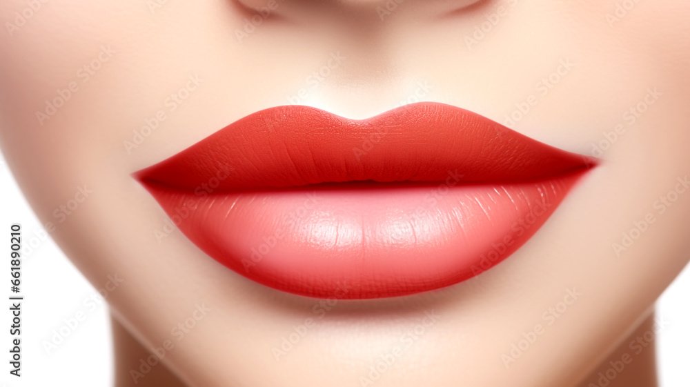Fototapeta premium A captivating close-up of a woman's lips adorned with ombre lipstick, showcasing beauty and makeup artistry.