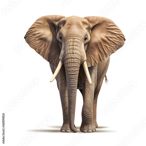 Portrait of a elephant isolated on a white background, highlighting its adorable ears and trunk, creating a pure and appealing visual effect. Study Learning Education Children School Books Homework Cl
