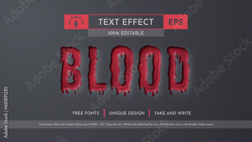 Blood - Editable Text Effect, Font Style