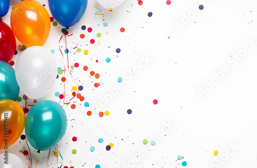 A delightful assortment of colorful balloons  perfect for adding a touch of joy to any backdrop or artwork on white background. Generative AI.