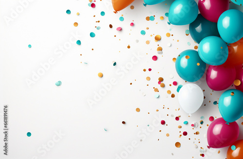 A delightful assortment of colorful balloons, perfect for adding a touch of joy to any backdrop or artwork on white background. Generative AI.