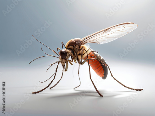 Dengue mosquito illustration on white background.