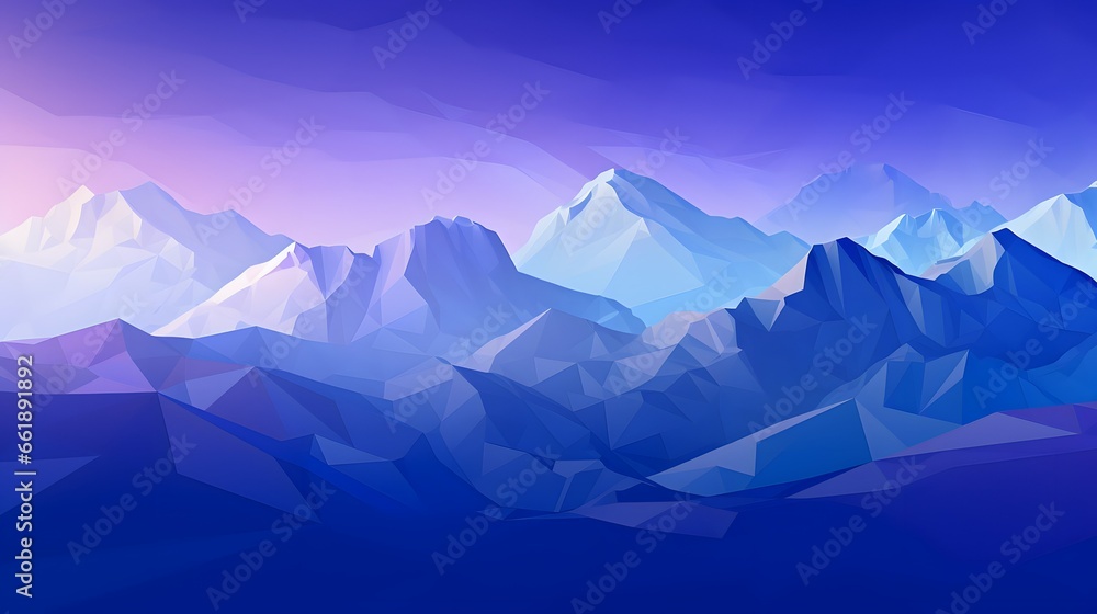 Fototapeta premium Abstract blue landscape mountains illustration scenery desktop wallpaper background, ai generated