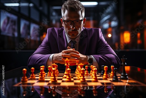 Business leader and chess player playing for success