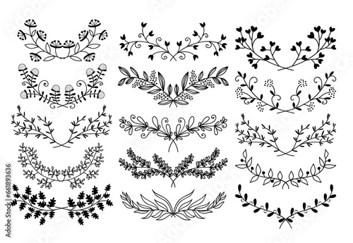 Vector design hand drawn floral graphic elements