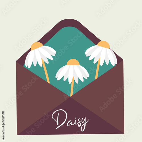 Flat Design Illustration Envelope with Daisy