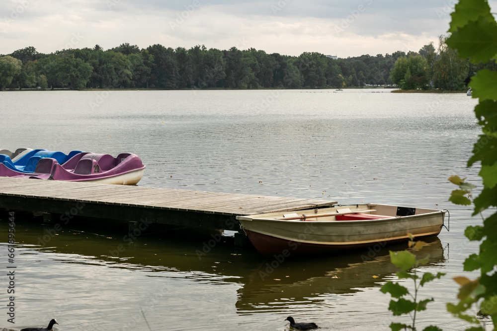 a pier on a lake