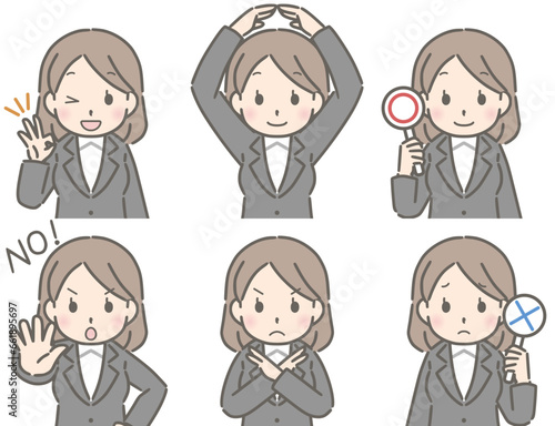 若い女性のイエスとノー（スーツ）