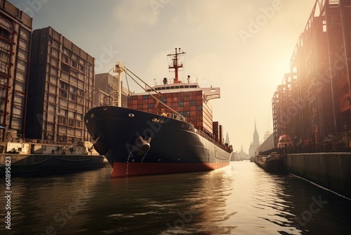 cargo ship in port  Generative AI