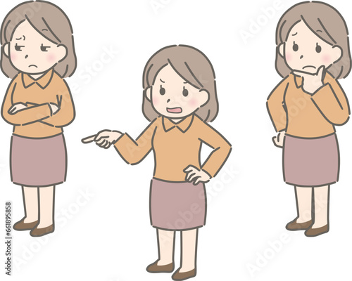 疑う若い女性（私服）