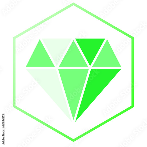 green diamond hexagon frame icon