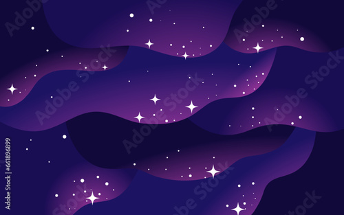 Vector space background . Cute flat style template with Stars in Outer space