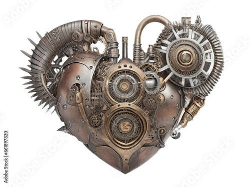 A steampunk heart on an isolated background.