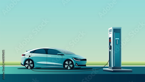Electric EV car charging battery on background. Concept of protecting the environment, loving the earth, Save for the world. Ready to apply to your design. Vector illustration.