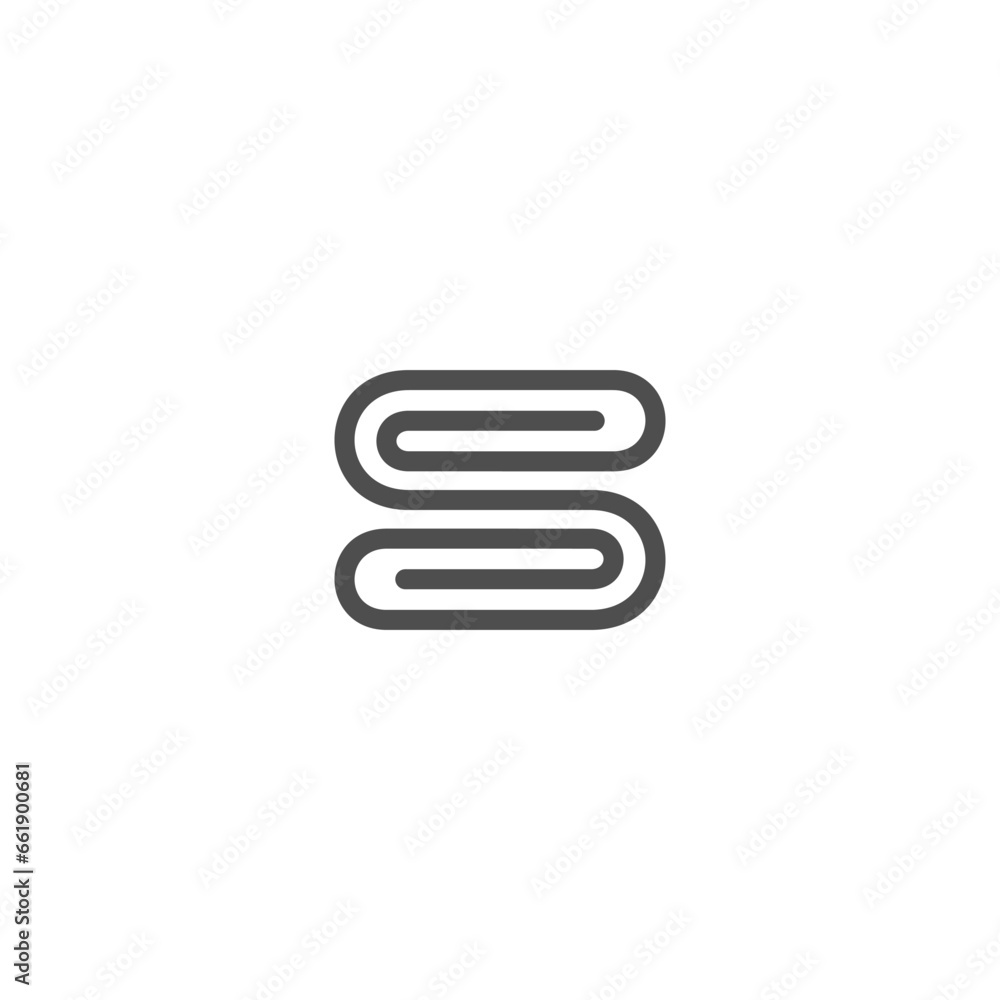The vector is the letter S. The logo consists of two clip lines. The vector is the letter S. The logo consists of two clip lines.