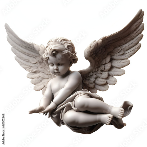 Baby angel with wings isolated on white background 