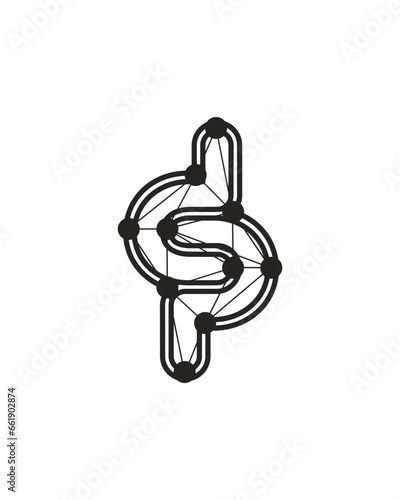 monogram letters d and p. There is a network connecting the dots