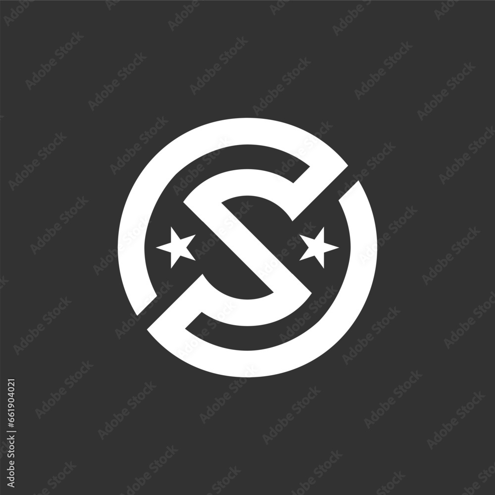 The logo consists of a circle, the letter S and two stars