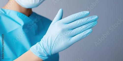 A medical worker wearing medical gloves