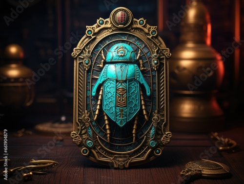 Egyptian Scarab Beetle Turquoise Amulet