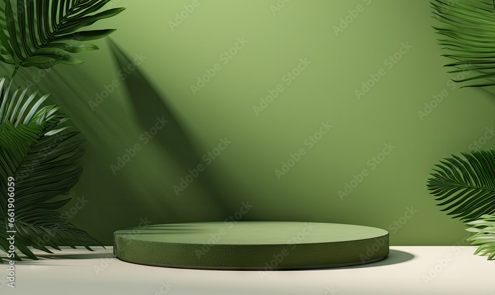 Minimalist scene with a leaf-strewn table and potted plant. Minimalist scene with a leaf-strewn table and potted plant.