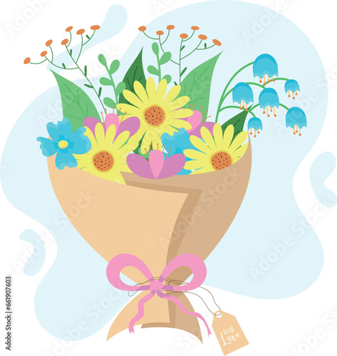 Vector flat flower boquet