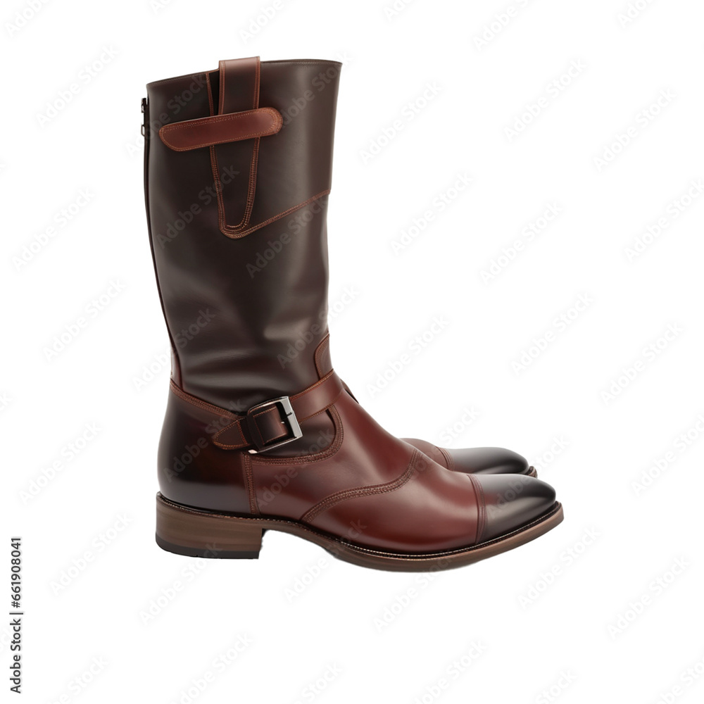 pair of leather boots on transparent background PNG image