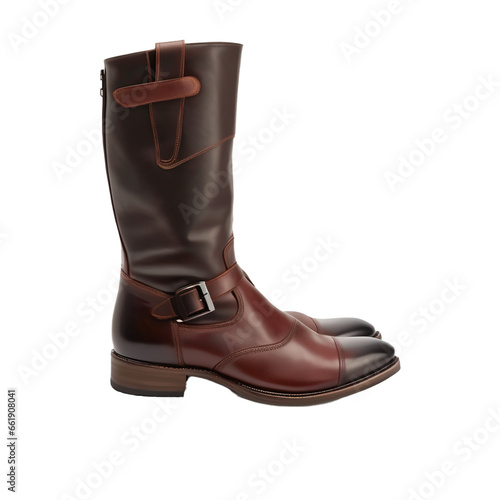 pair of leather boots on transparent background PNG image