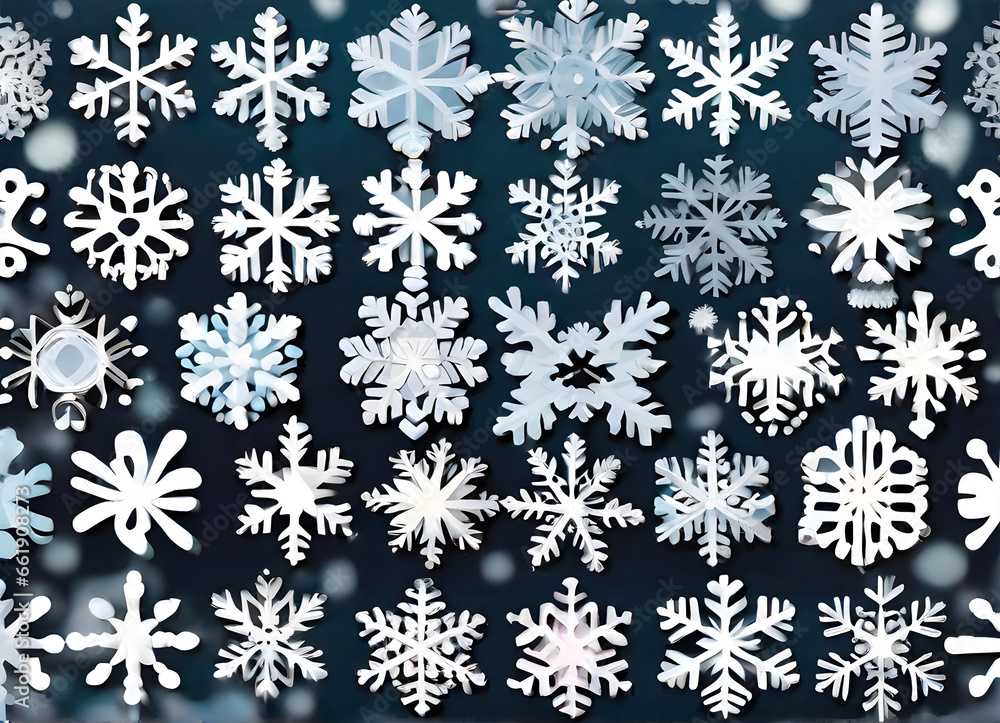 Snowflakes on painted background papercut Kodachrome colors. Snowflakes on painted background papercut Kodachrome colors.