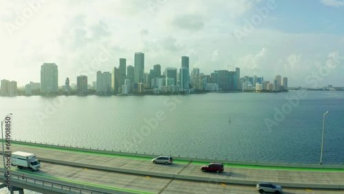 Beautiful Aerial view of the Miami Downtown area on a sunny day