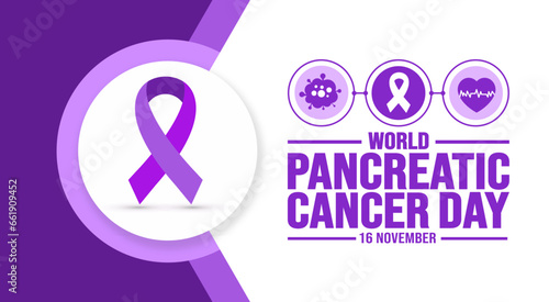 16 November is Pancreatic Cancer Awareness Day background template. Holiday concept. background, banner, placard, card, and poster design template with text inscription and standard color. vector