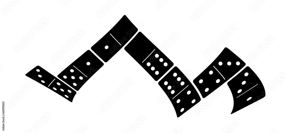 Cartoon domino tiles. Classic dominoes, domino's pictogram. Playing, parts of game full bones tiles. Black, white domino. Flat vector set. 28 pieces. White chip of domino on board for gambling. Cartoon domino tiles. Classic dominoes, domino's pictogram. Playing, parts of game full bones tiles. Black, white domino. Flat vector set. 28 pieces. White chip of domino on board for gambling.