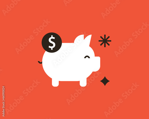 Geometric piggy bank illustration in flat style design. Vector illustration. 