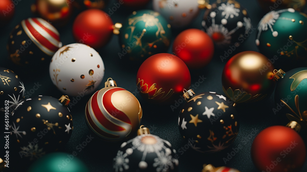 christmas ornaments on green background banner christmas ornaments on green background banner