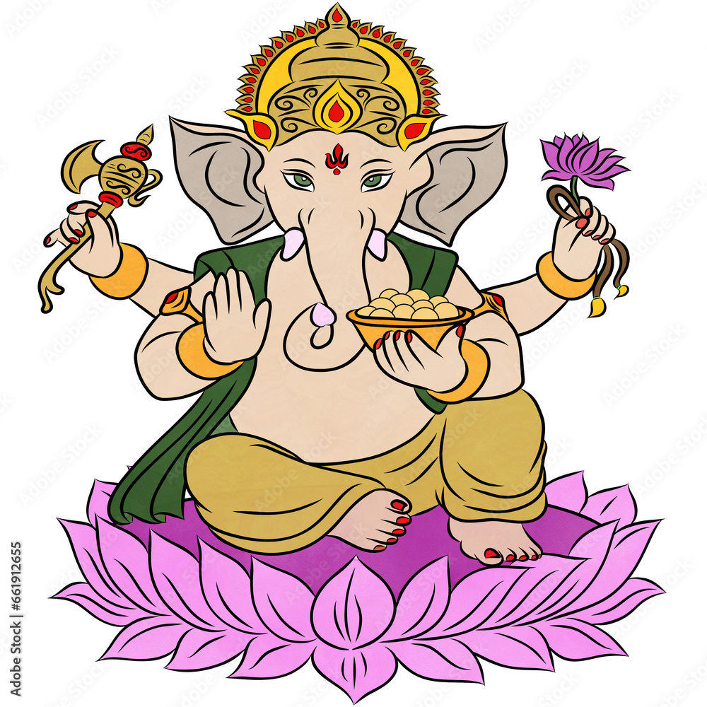 Lord Ganesha,God in hindu,Creative with illustration in flat design.