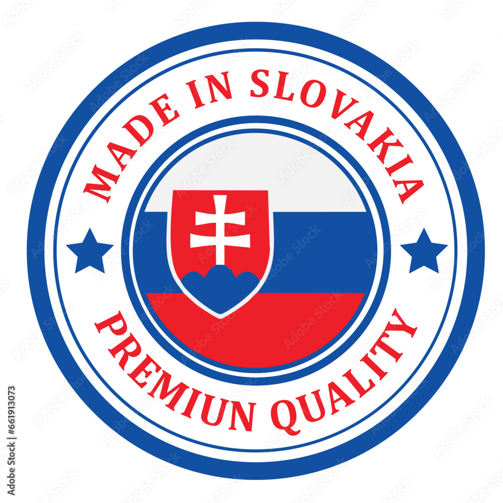 The sign is made in Slovakia. Framed with the flag of the country