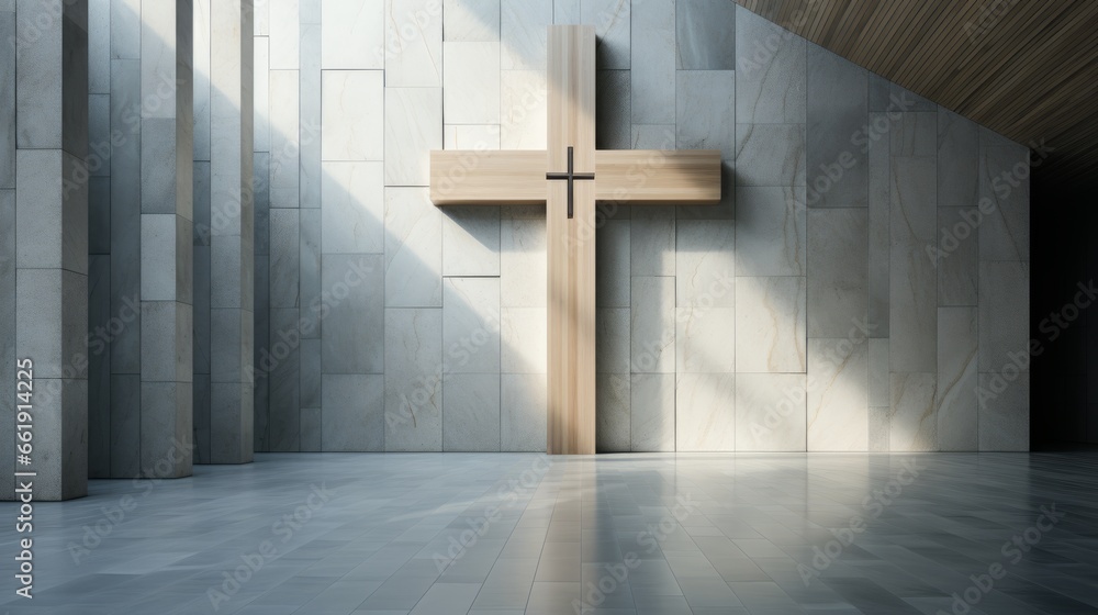 Naklejka premium voluminous minimalistic catholic cross design