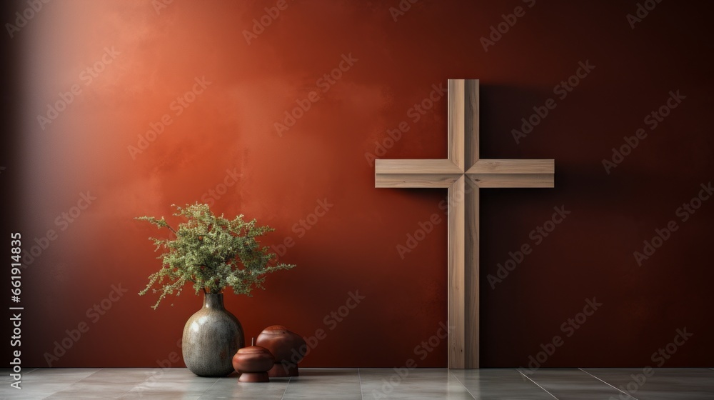 Naklejka premium minimalistic catholic cross logo design 