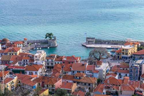 Nafpaktos, Greece - 4 february 2023 - The old city seen from the Venetian castle photo