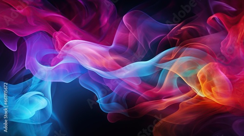 Abstract flying colorful smoke isolated background. AI generated image