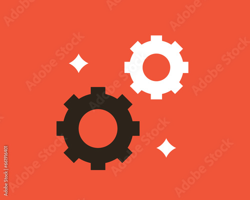 Geometric command work illustration in flat style design. Vector illustration. 