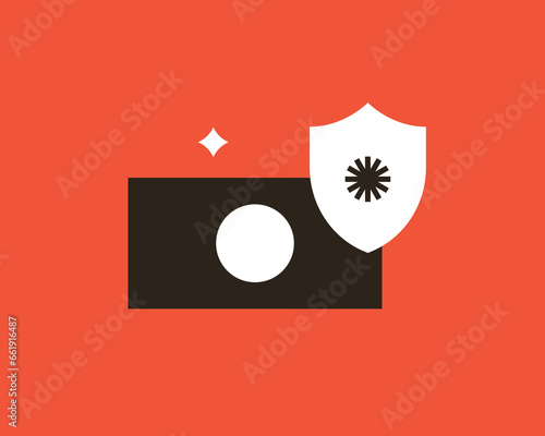 Geometric safe money illustration in flat style design. Vector illustration. 