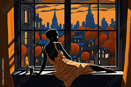 A city-pop girl who relaxes at the window on a leisurely autumn night.
Generative AI