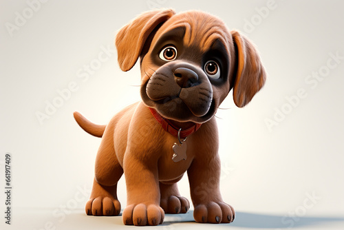 English Mastiff dog on a white background. Adorable 3D cartoon animal portrait. photo